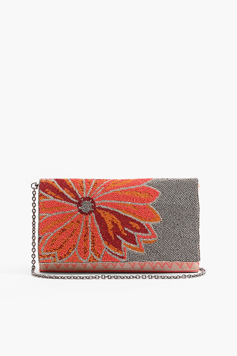 Poppy Floral Beaded Clutch
