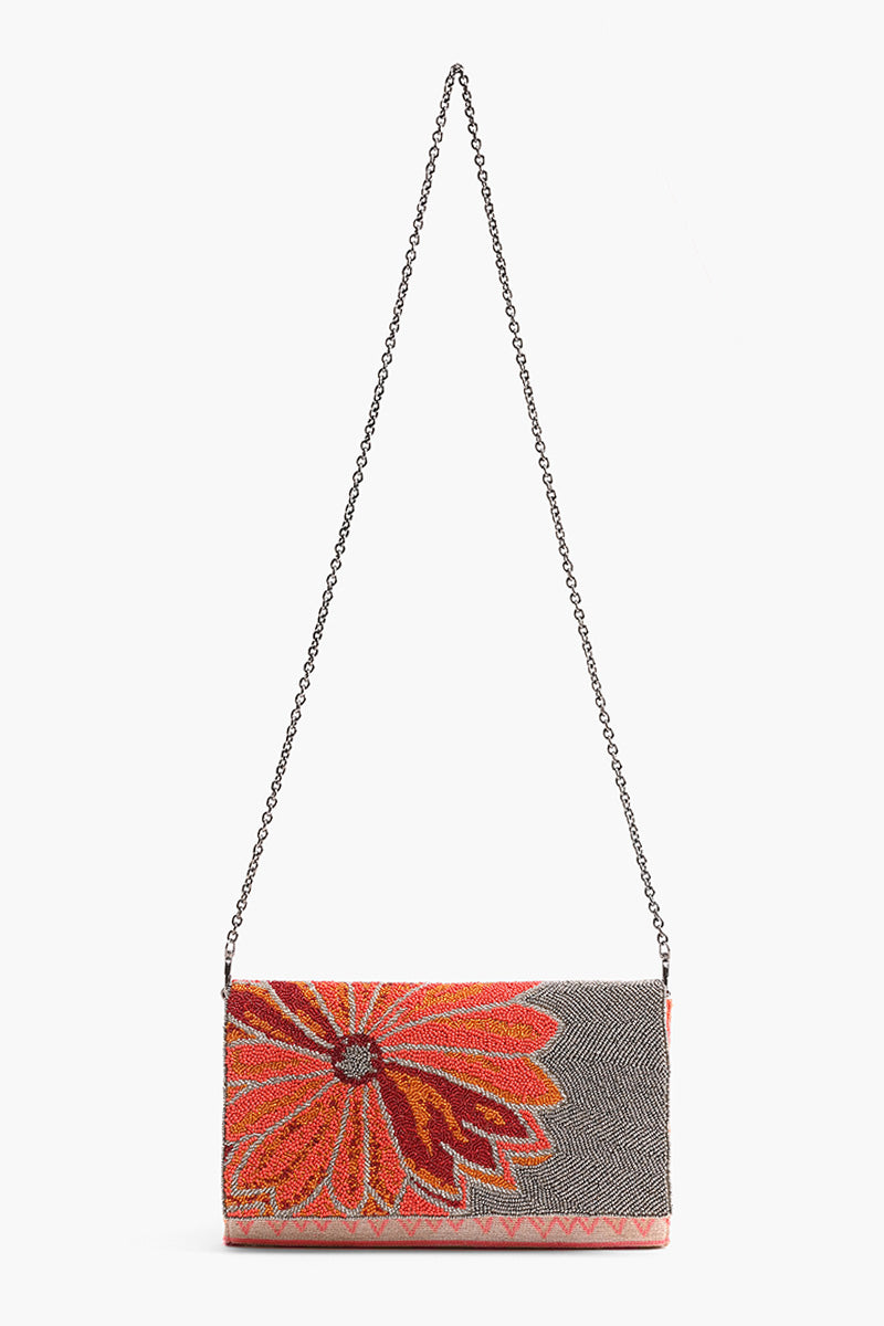 Poppy Floral Beaded Clutch