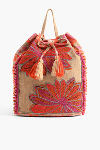 Poppy Floral Beaded Backpack