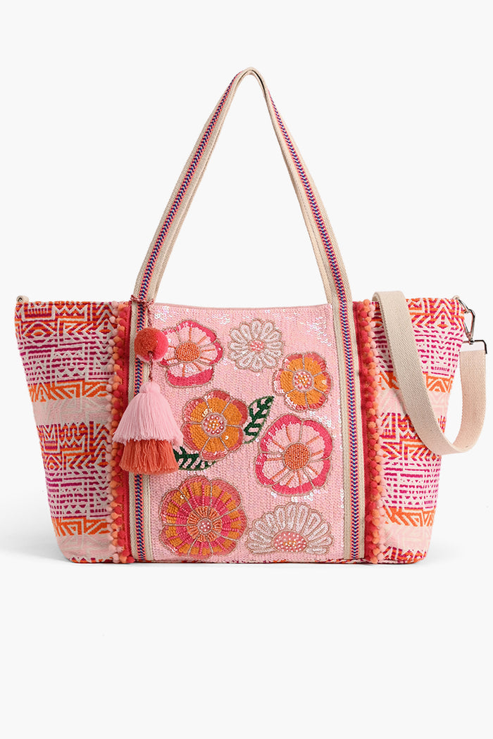 Radiant Petals Tote Bag with Crossbody Strap