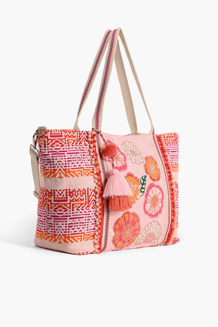 Radiant Petals Tote Bag with Crossbody Strap