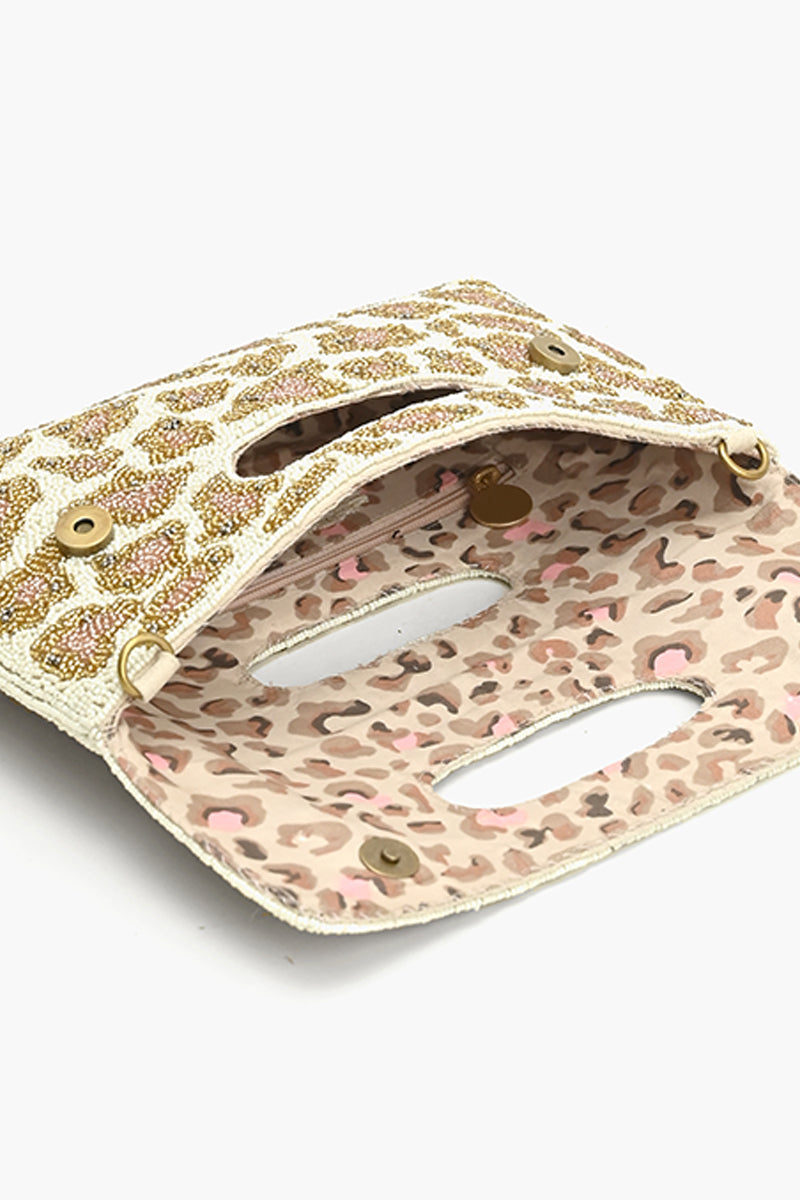 Rose Leopard Luxe Clutch