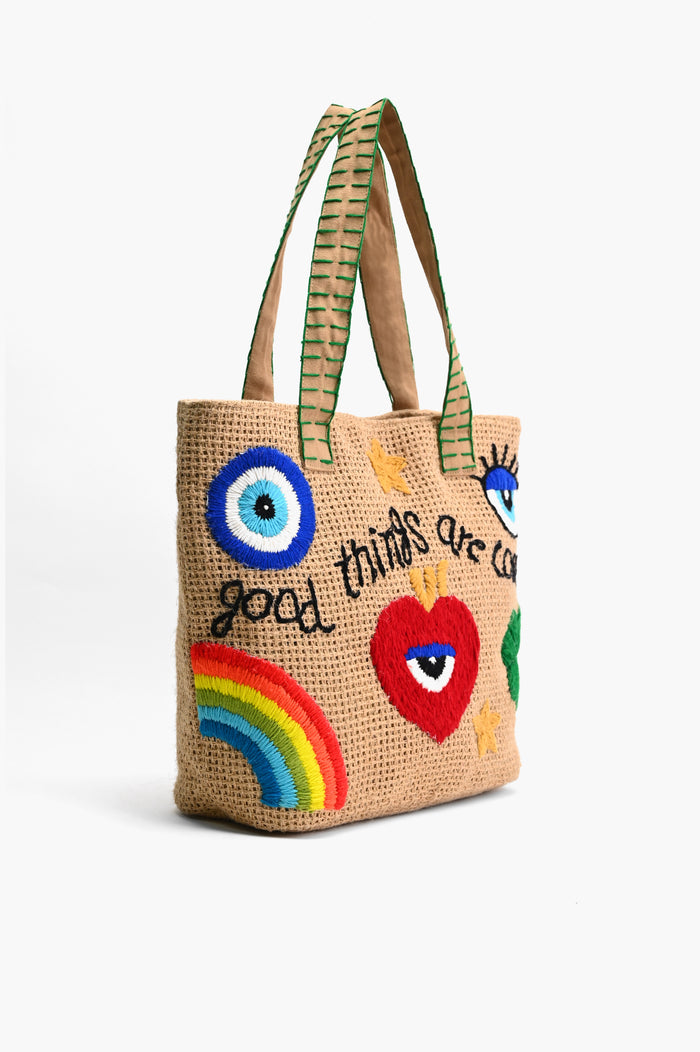 Good Things - Handcrafted Jute Positivity Tote