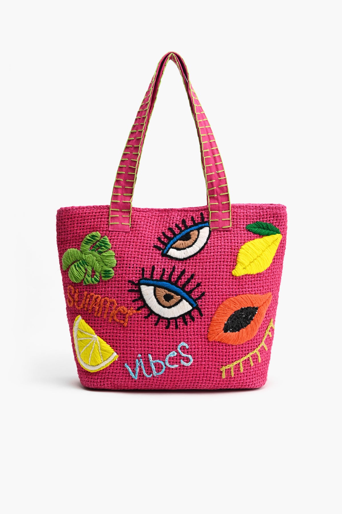 Summer Vibes - Embroidered Jute Tote