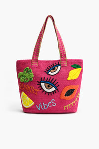 Summer Vibes - Embroidered Jute Tote