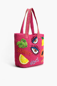 Summer Vibes - Embroidered Jute Tote