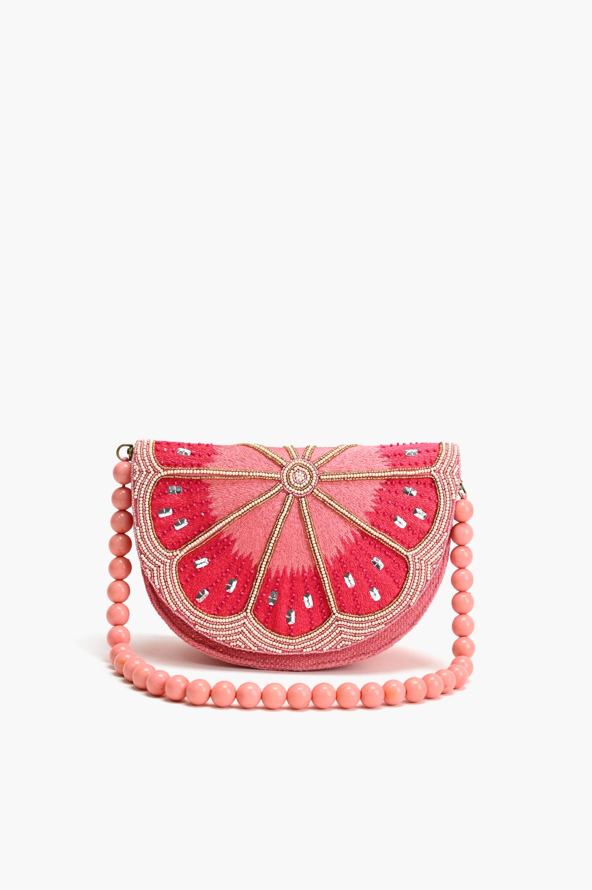 Cresent Pink Lemon Embellished Shoulder Bag