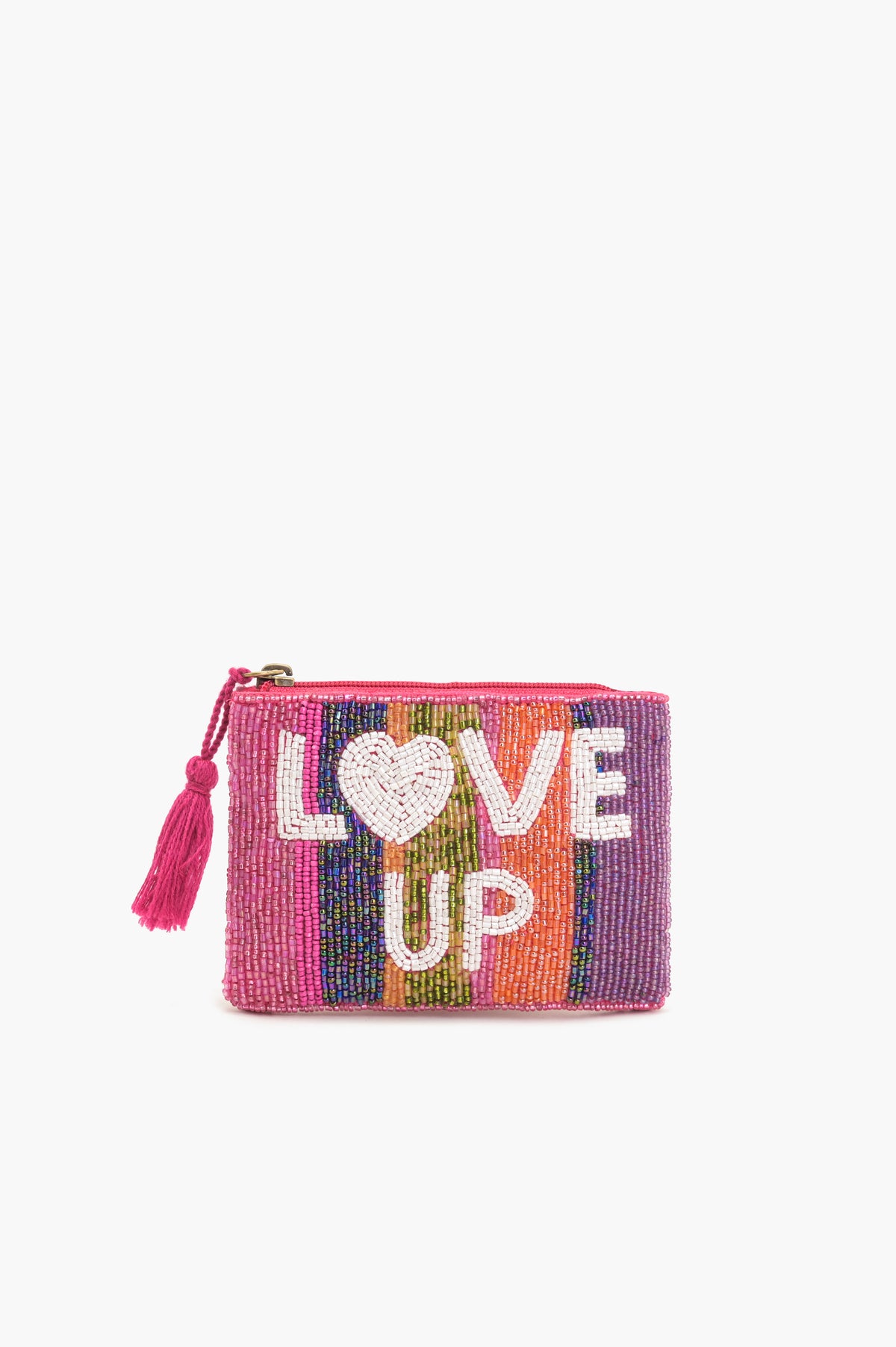 Handmade Multi-Color Striped Beaded Pouch - LOVE UP Luxury Mini Coin Pouch