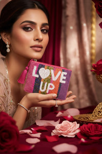 Handmade Multi-Color Striped Beaded Pouch - LOVE UP Luxury Mini Coin Pouch