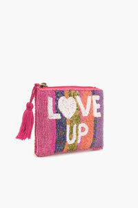 Handmade Multi-Color Striped Beaded Pouch - LOVE UP Luxury Mini Coin Pouch