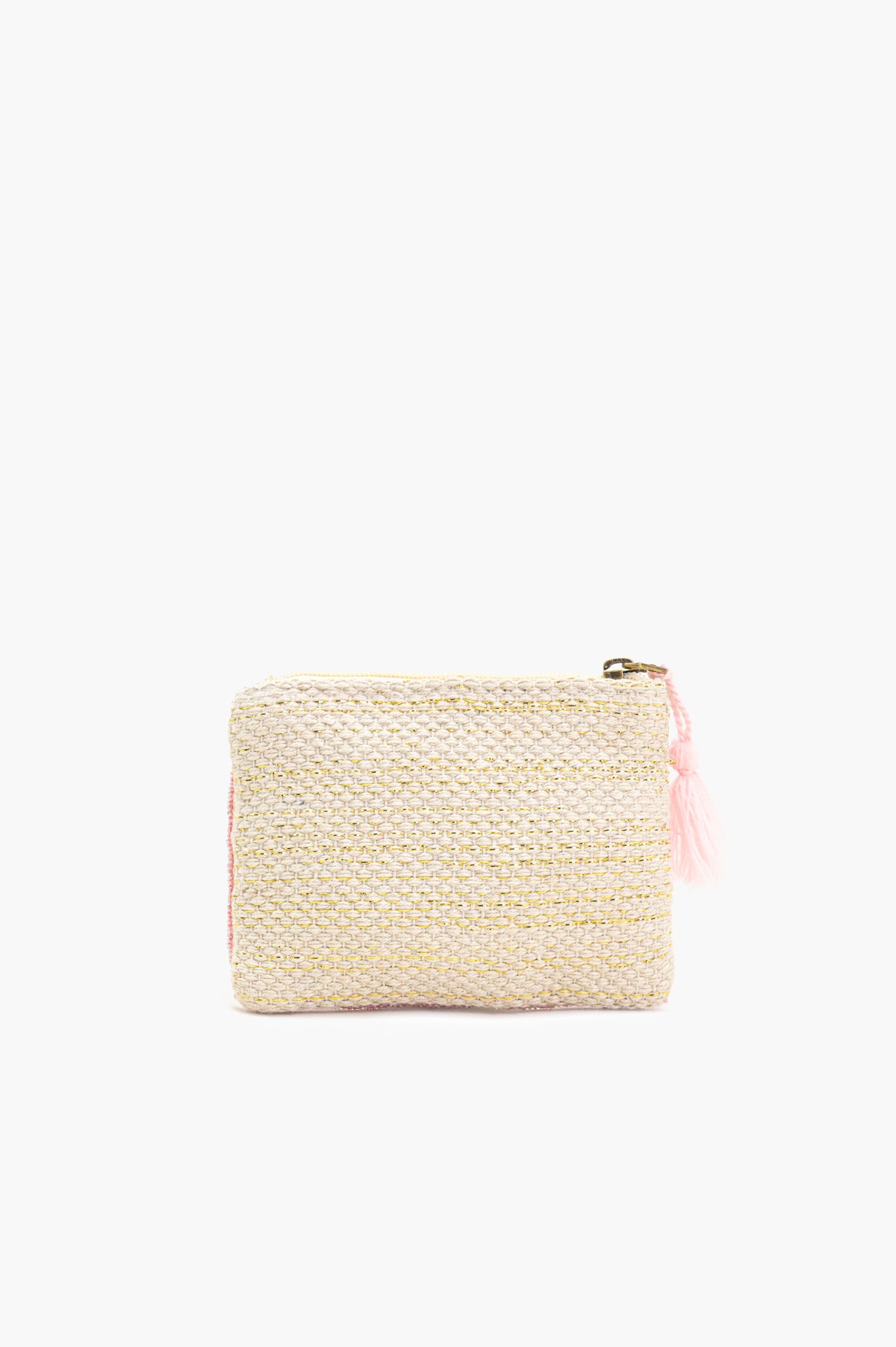 Handmade Pink & Gold Striped Beaded Pouch - LOVE UP Luxury Coin Pouch