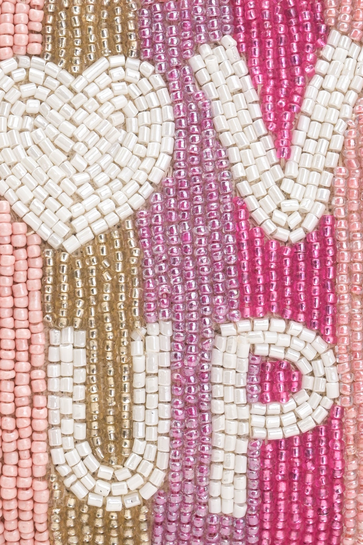 Handmade Pink & Gold Striped Beaded Pouch - LOVE UP Luxury Coin Pouch