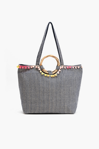 Fanciful Floral Stripe Tote