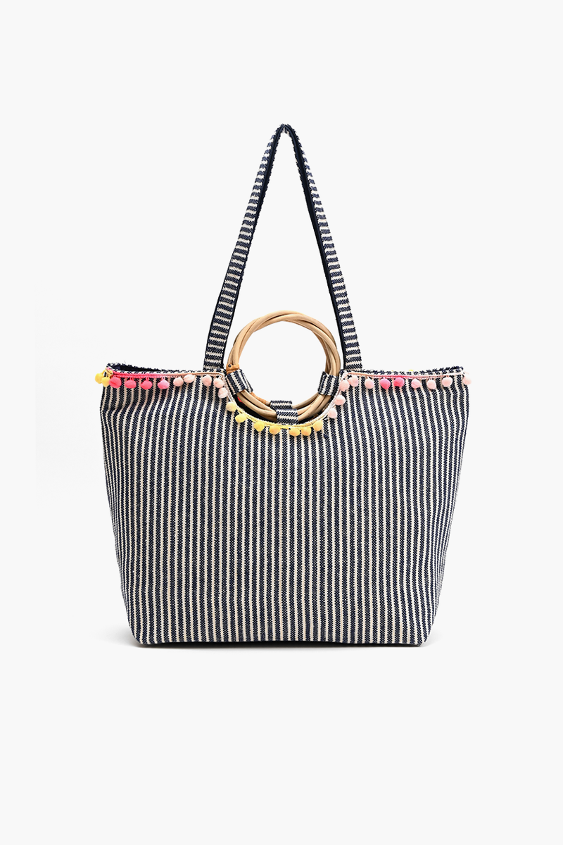 Fanciful Floral Stripe Tote
