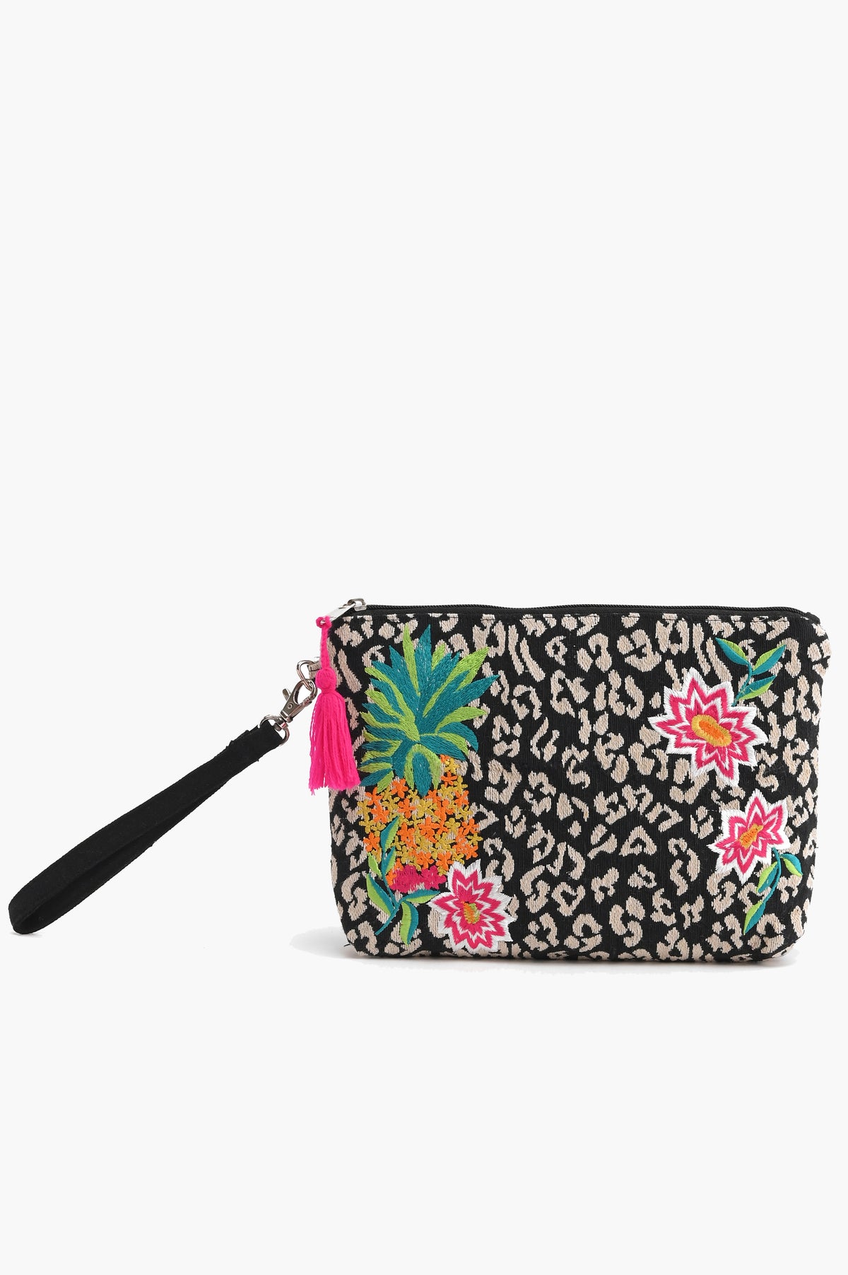 Charcoal Elegance Embroidered Clutch