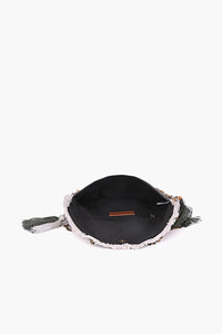 Black Denim Embellished Clutch