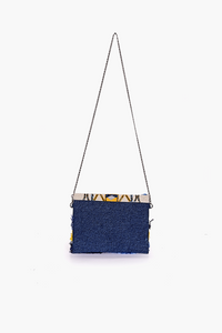 Denim Pompom Sling Bag