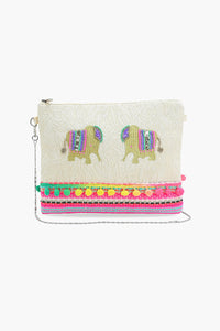 Golden Oak Elephant Zip Clutch