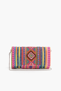 Aztec Beaded Multi Jacquard Clutch
