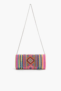 Aztec Beaded Multi Jacquard Clutch