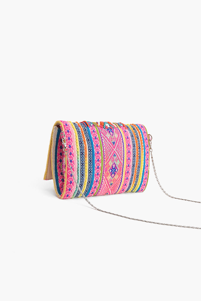 Aztec Beaded Multi Jacquard Clutch