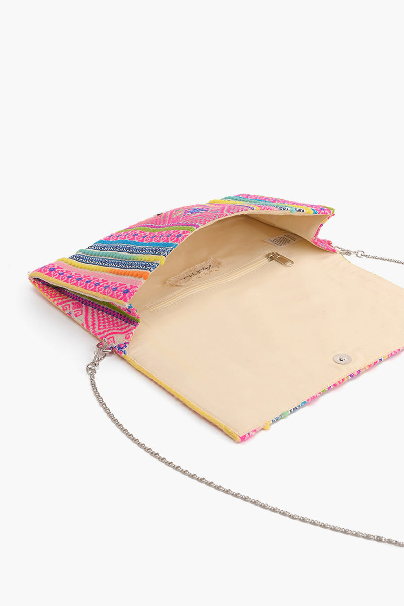 Aztec Beaded Multi Jacquard Clutch