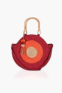 Burning Sun Cane Handle Round Jute Tote