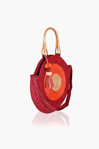 Burning Sun Cane Handle Round Jute Tote