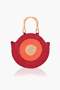 Burning Sun Cane Handle Round Jute Tote
