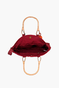Burning Sun Cane Handle Round Jute Tote