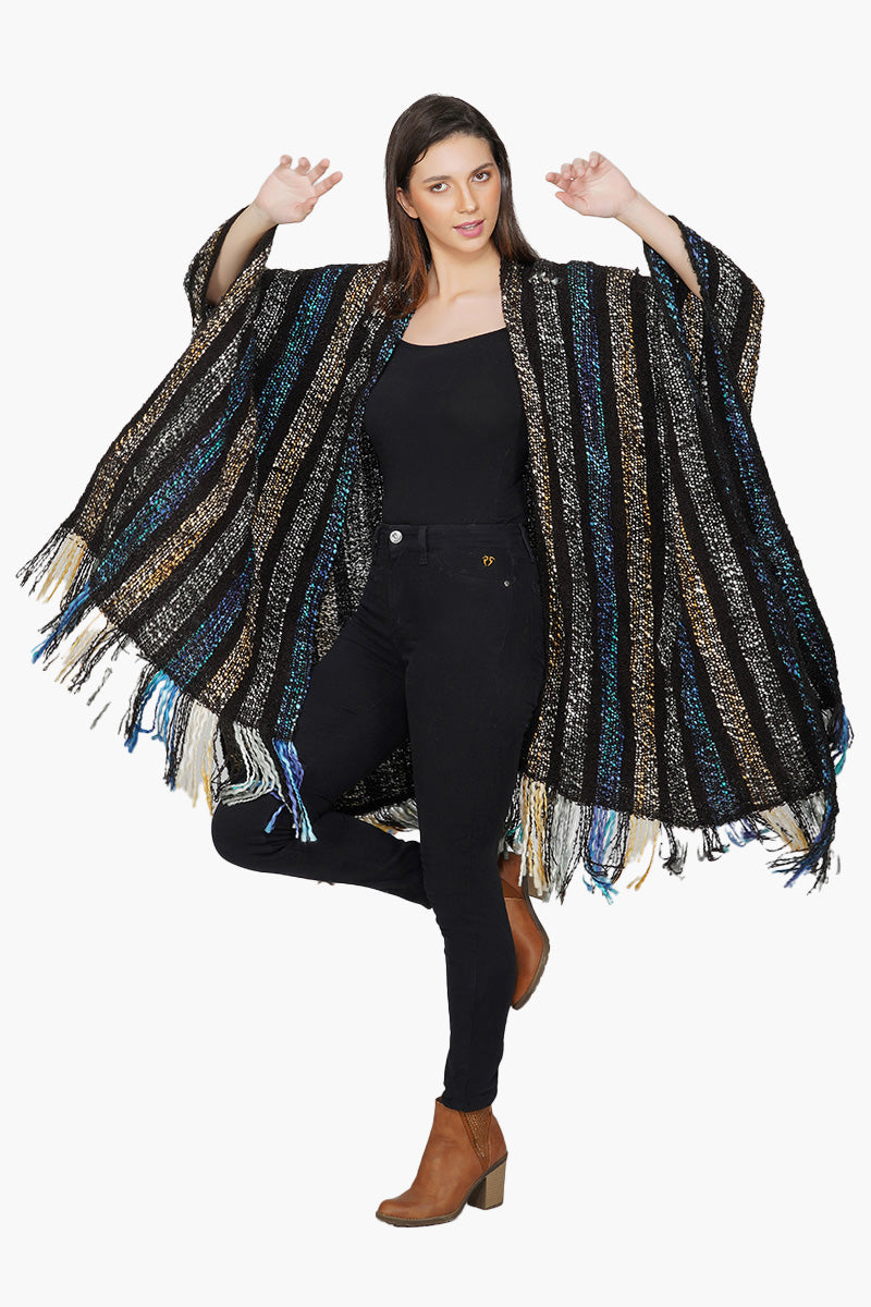 Acrylic Handwoven Bohemian Fringes Poncho