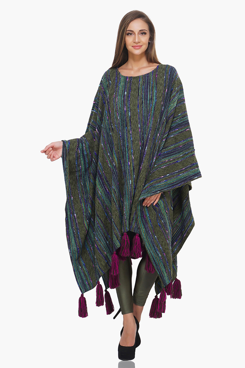 Mystic Green Woolen Poncho
