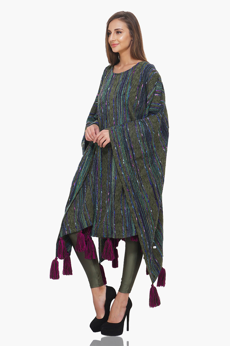 Mystic Green Woolen Poncho
