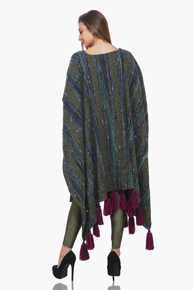 Mystic Green Woolen Poncho