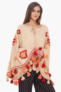 Sirocco Tufted Embroidered Bell Sleeve Top