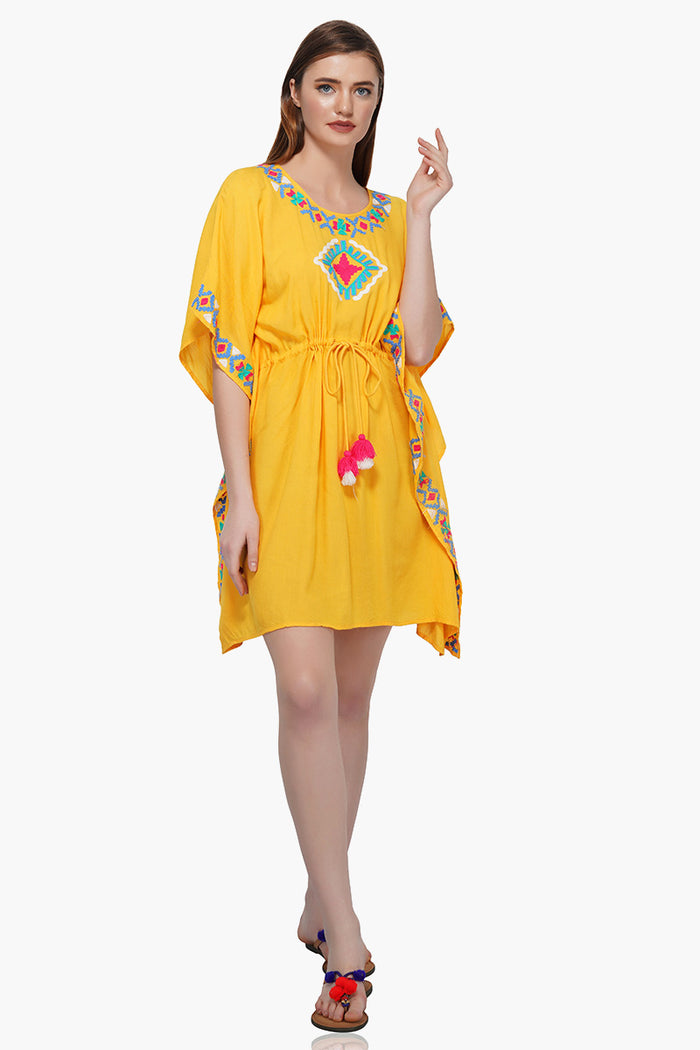 Golden Yellow Embroidered Kaftan