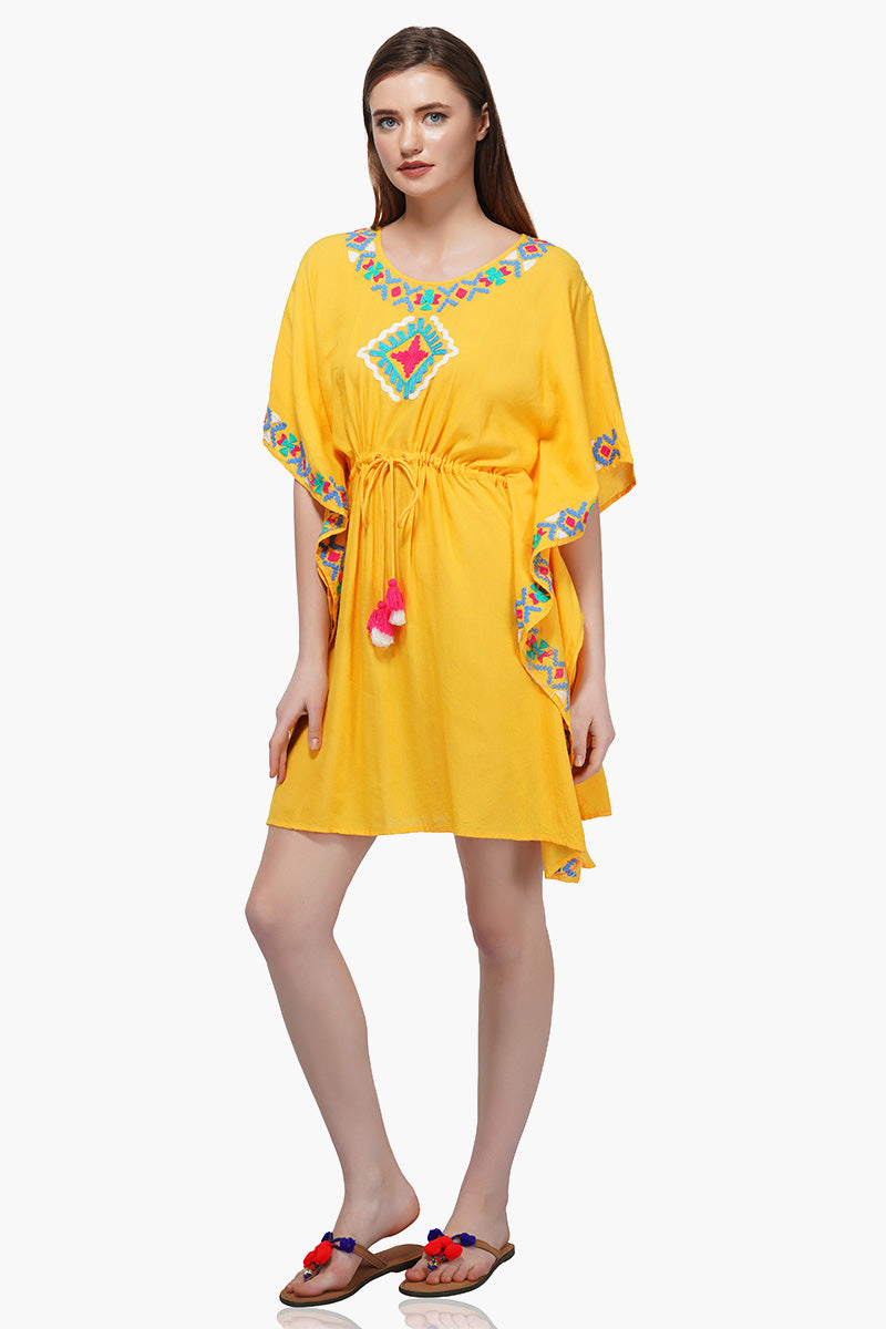 Golden Yellow Embroidered Kaftan