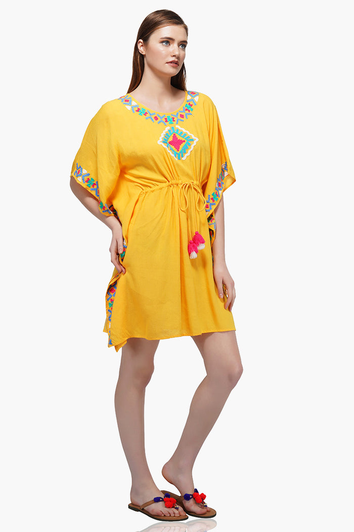 Golden Yellow Embroidered Kaftan