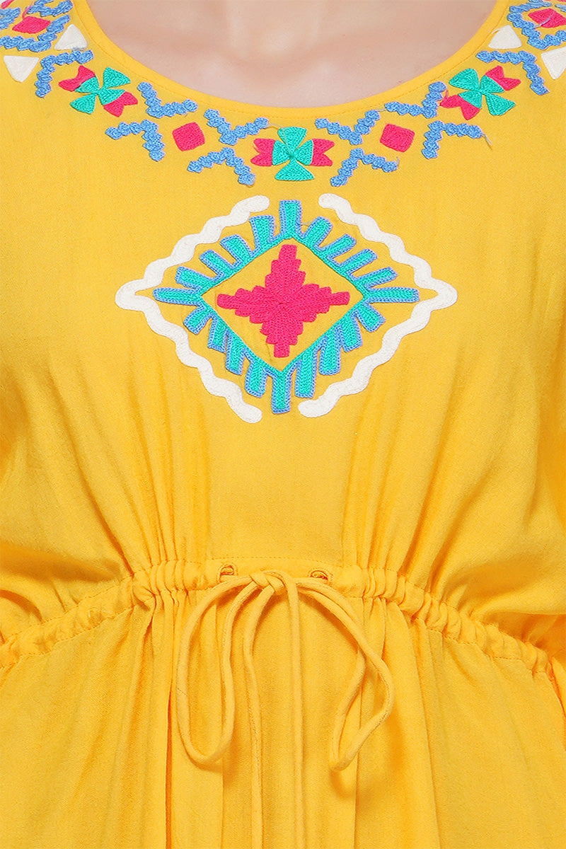 Golden Yellow Embroidered Kaftan