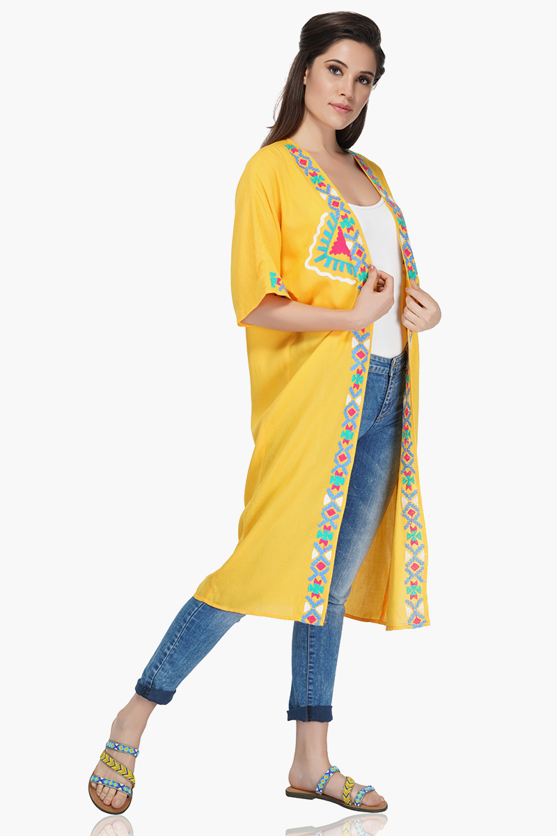 Amber Embroidered Kimono Cape