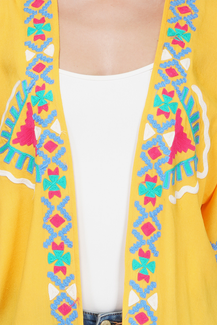Amber Embroidered Kimono Cape
