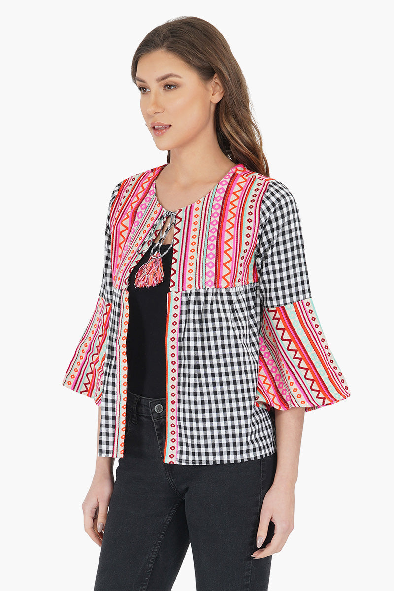 Indo Fusion Gingham Jacket