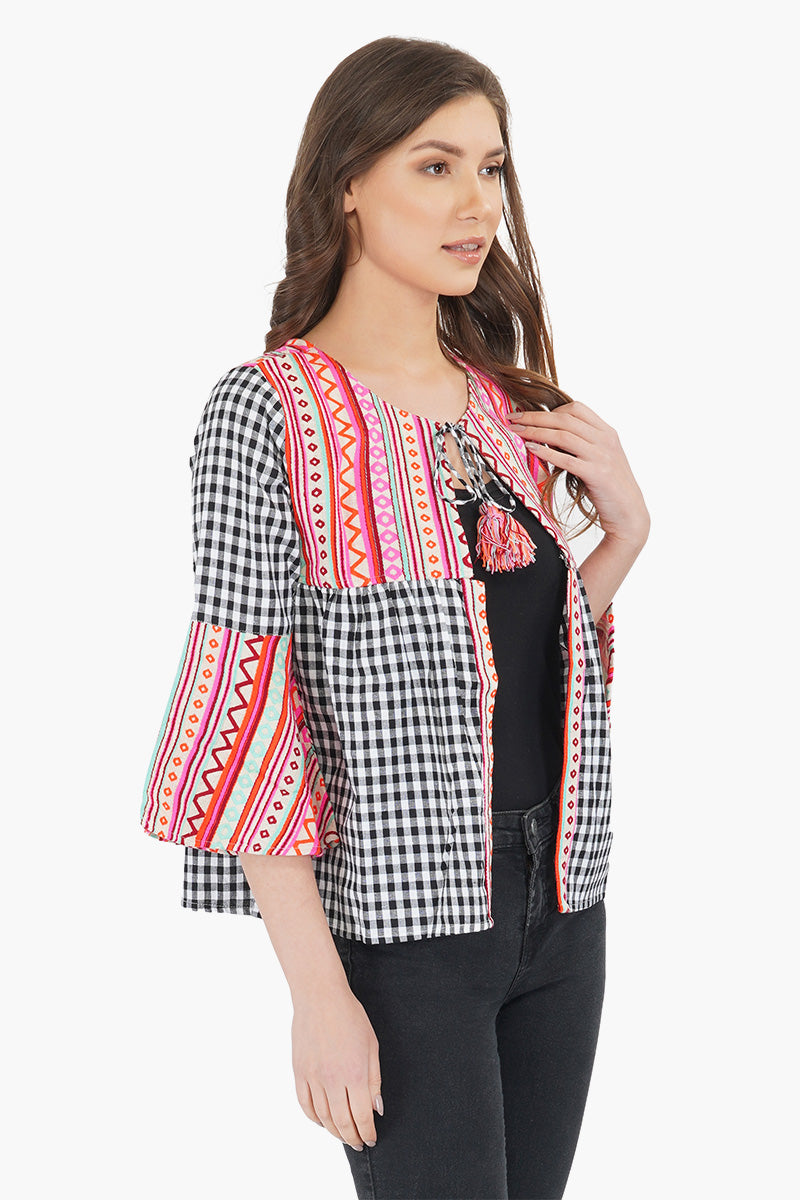Indo Fusion Gingham Jacket