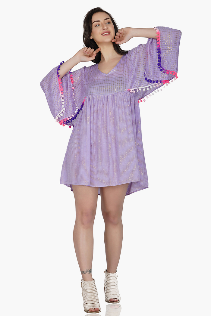 Lavender Shimmer Kimono Dress