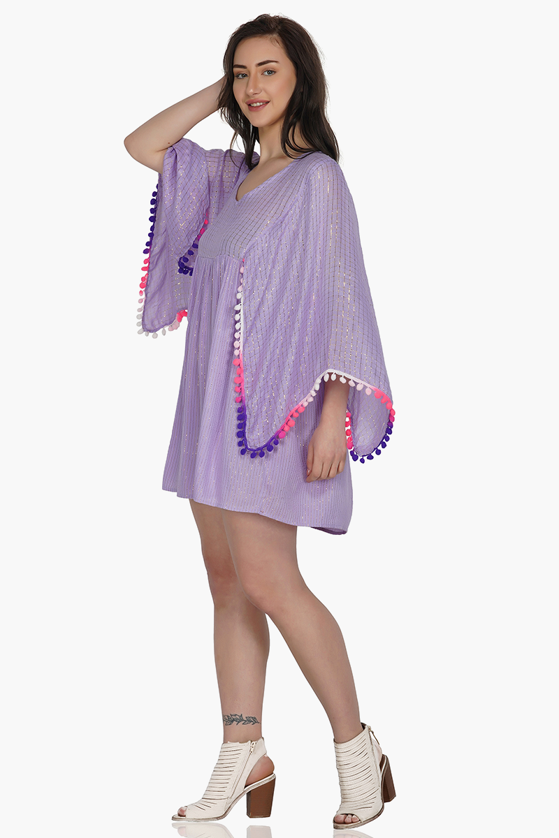 Lavender Shimmer Kimono Dress