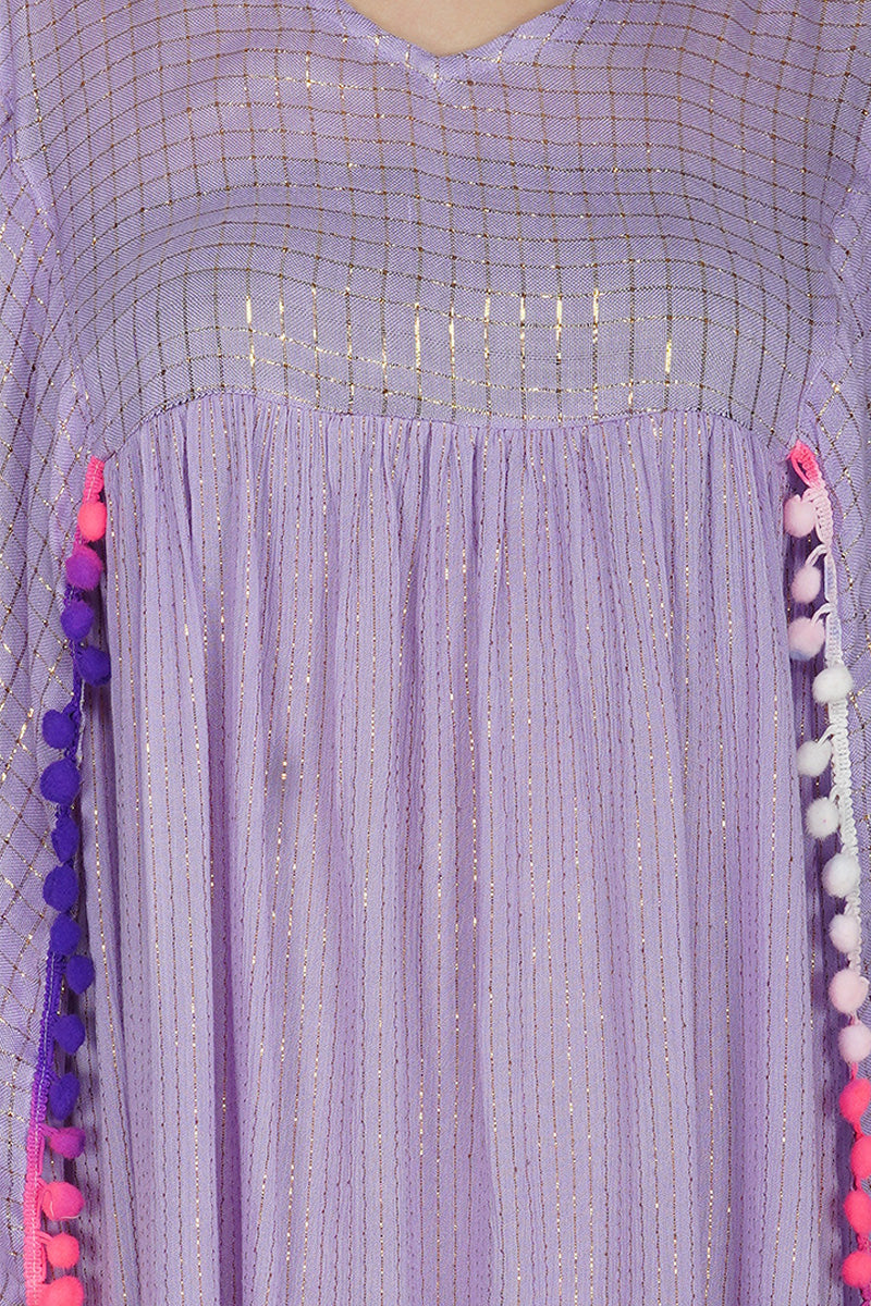Lavender Shimmer Kimono Dress