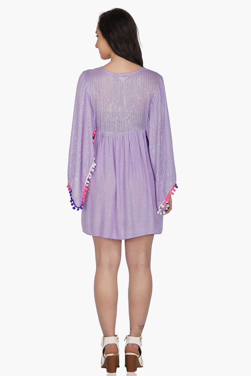 Lavender Shimmer Kimono Dress
