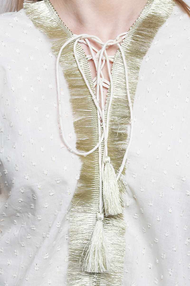Gold Fringed Cloud Dancer Poncho