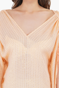 Salmon Gold Square Lurex Kaftan