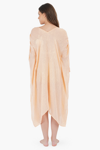 Salmon Gold Square Lurex Kaftan